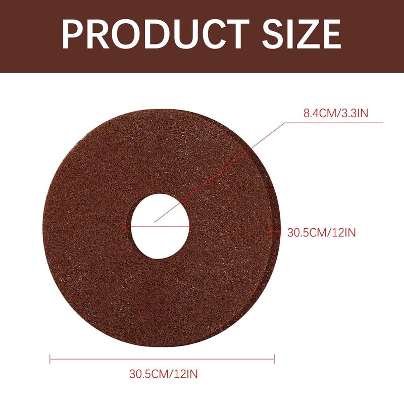 Qwtqwt Scrubbing Disc for Oreck ORB550MC Orbiter Floor Machine,Orbiter Brown Scrub Pad Fits for Hard Floor,The Disc is 12" in Diameter(1 PCS) Stripping Floor Pad for Small Floor Scrubber Machine - Image 3